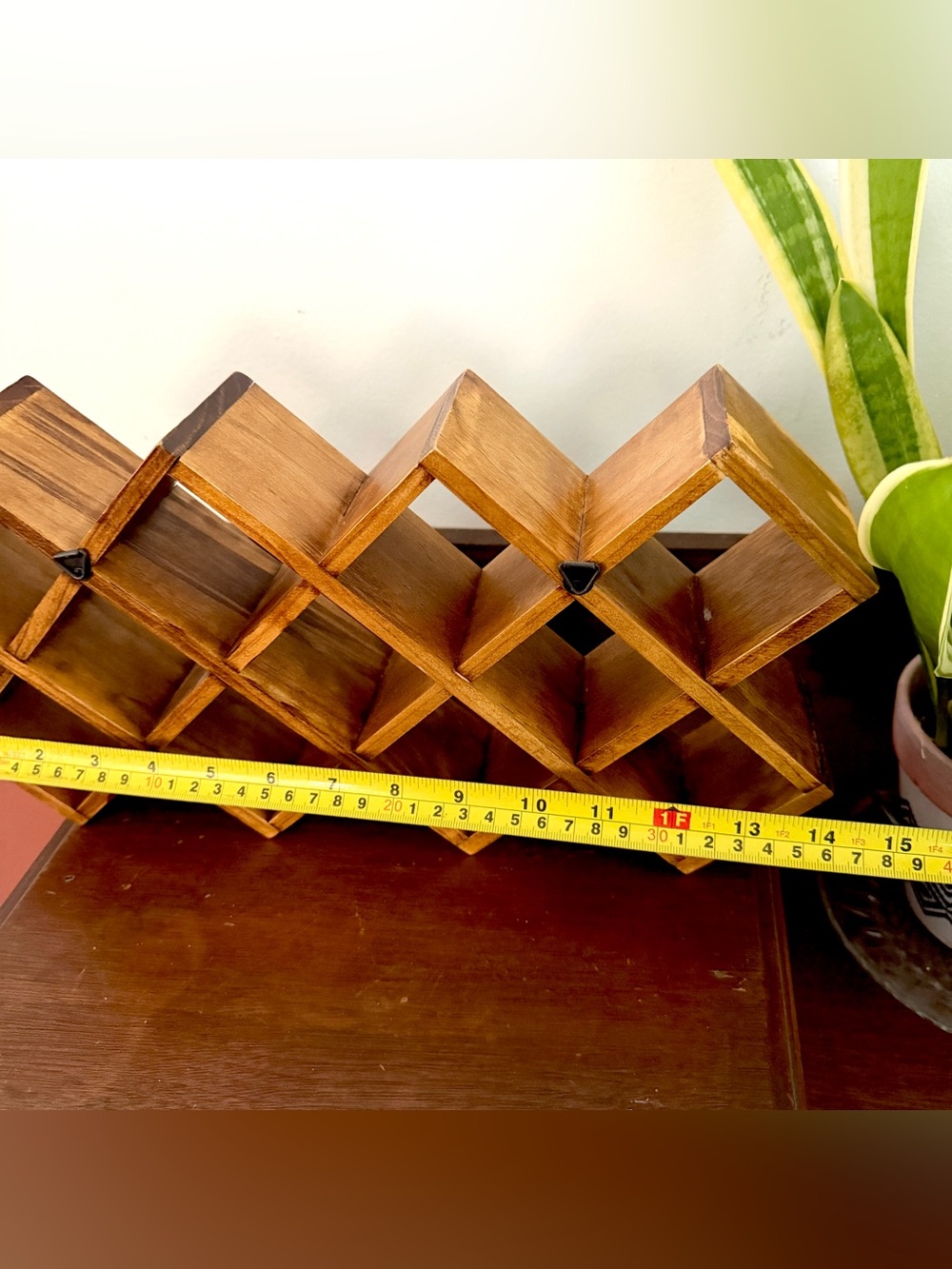 Vintage Style Wooden Criss Cross Spice Rack Trinket Shelf Display Holder Wall - Picture 9 of 11